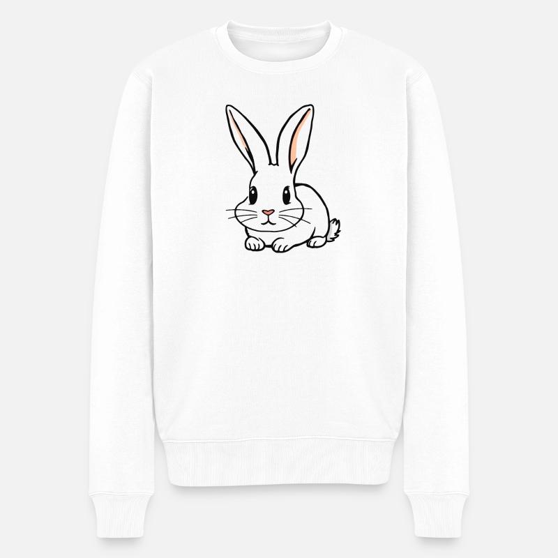 Lapin Esquissé avec Oreilles Longues - Pull Premium bio Homme - blanc
