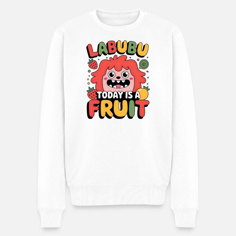 Lustige Fruchtmonster Cartoon Kunst - Männer Premium Bio Pullover - Weiß