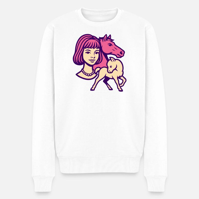 Fille Cheval Pop Art Rose - Pull Premium bio Homme - blanc