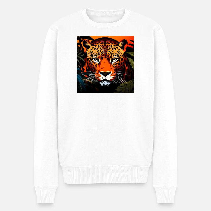 Leopard Graphique Sauvage - Pull Premium bio Homme - blanc