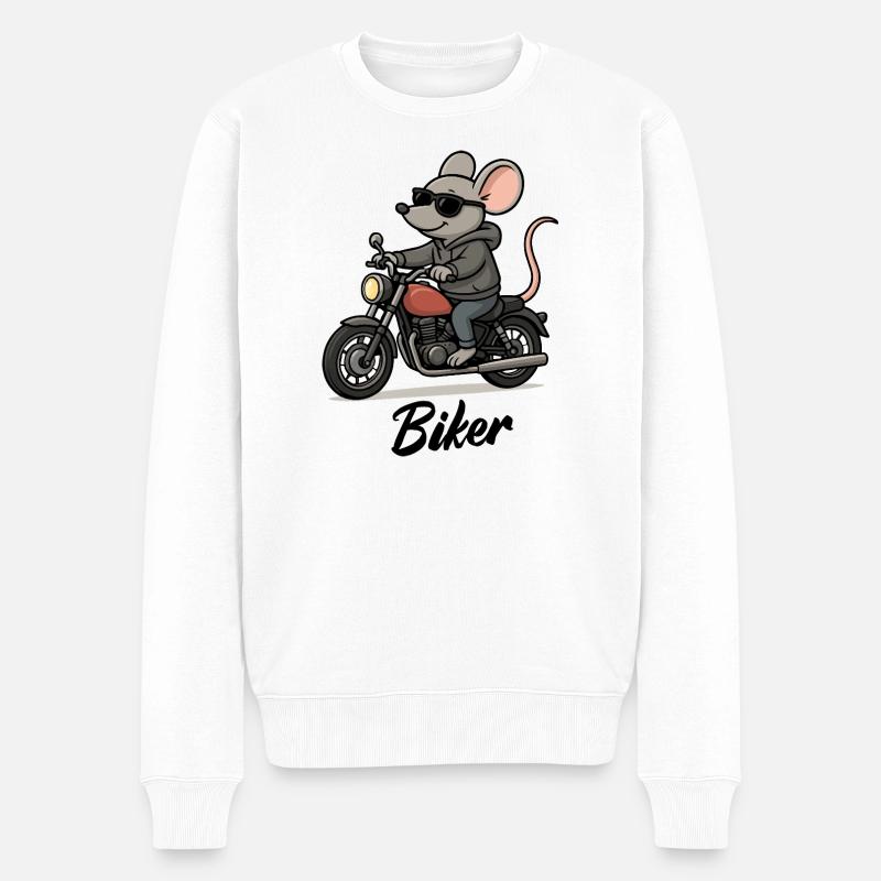 maus-motorrad - Männer Premium Bio Pullover - Weiß