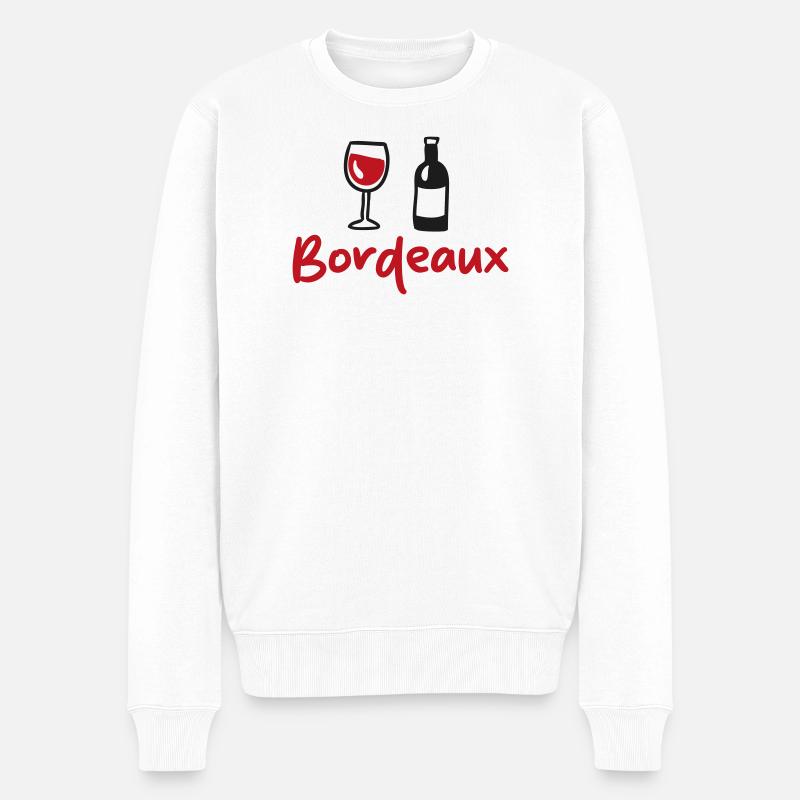 City Bordeaux Rotwein - Männer Premium Bio Pullover - Weiß