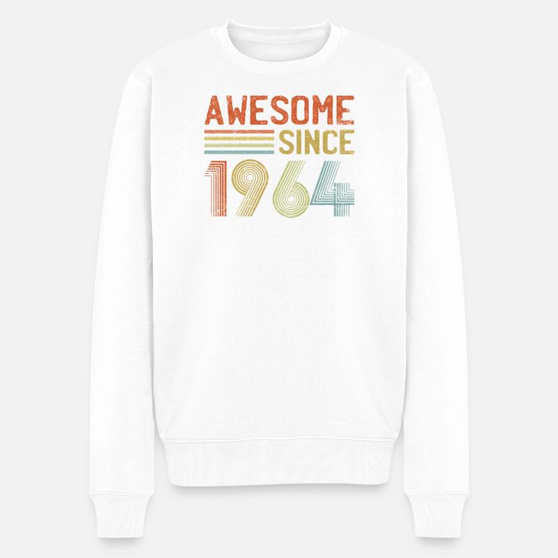 Retro 90er Jahre inspiriertes Typografie-Design - Männer Premium Bio Pullover - Weiß