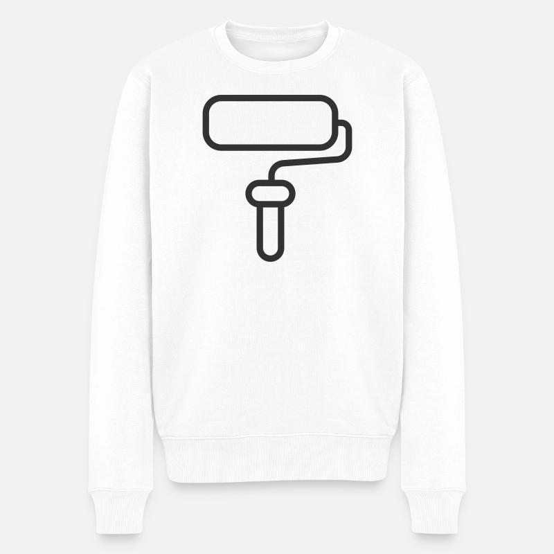 Minimalistische Farbroller-Linien-Kunst-Ikone - Männer Premium Bio Pullover - Weiß