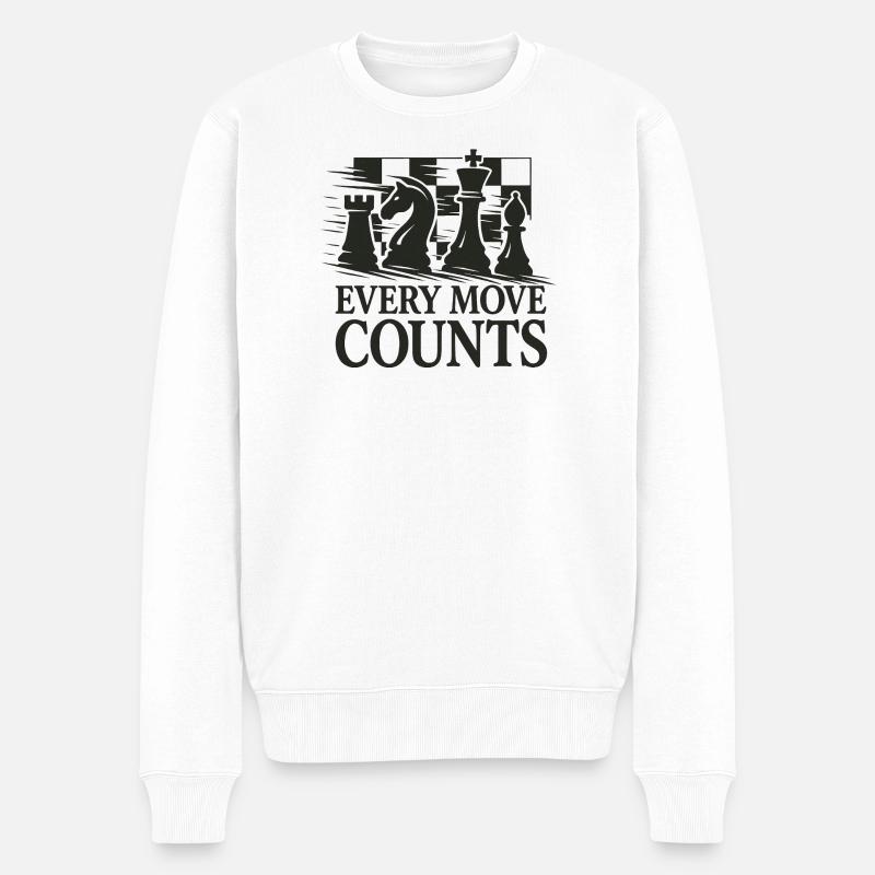 Strategisches Schachkunstwerk - Männer Premium Bio Pullover - Weiß