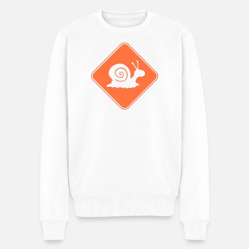 Escargot Danger Avertissement Panneau d’avertissement - Pull Premium bio Homme - blanc