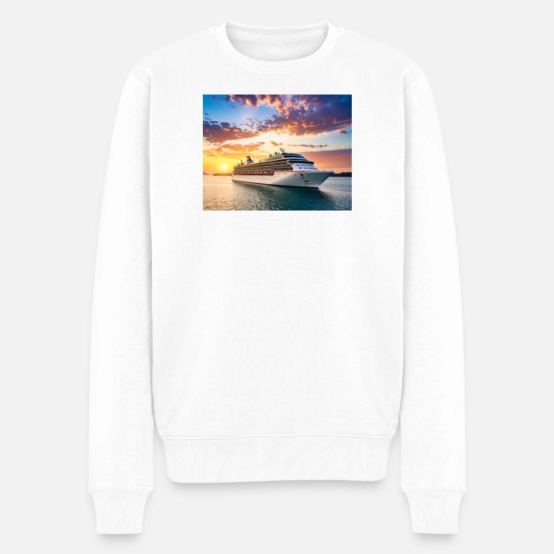 Kreuzfahrt bei Sonnenuntergang - Männer Premium Bio Pullover - Weiß