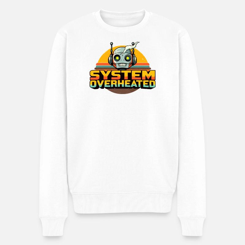 Retro Futuristischer Roboter mit Dampfrauch - Männer Premium Bio Pullover - Weiß
