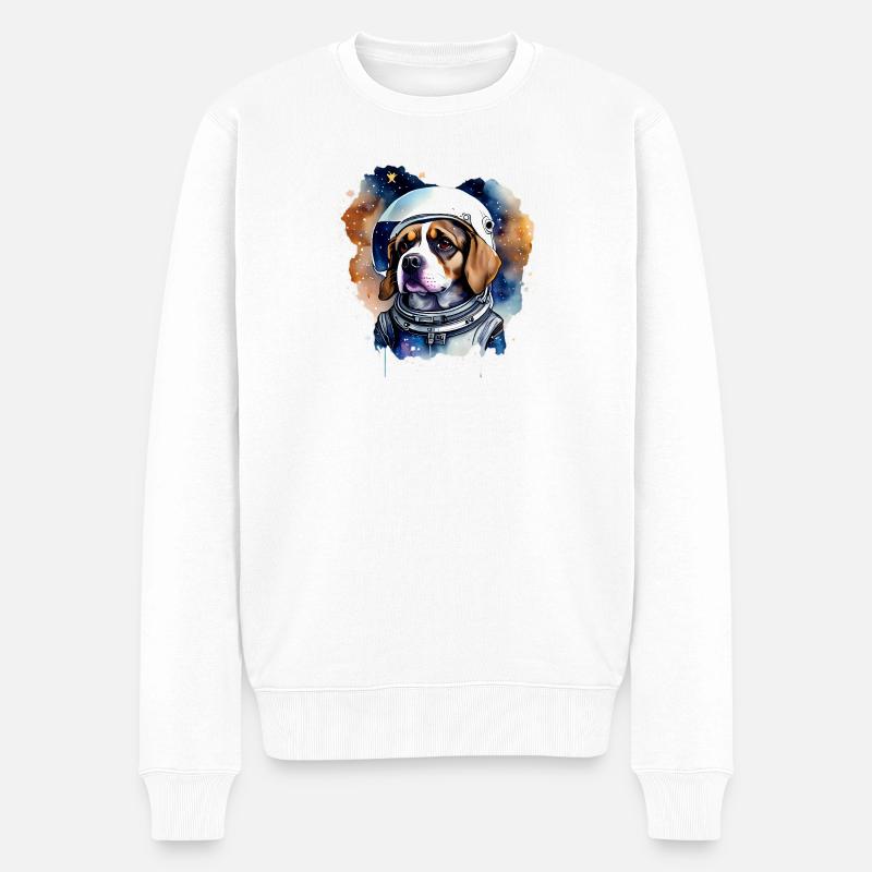 Chien Astronaute Dans L' Espace - Pull Premium bio Homme - blanc