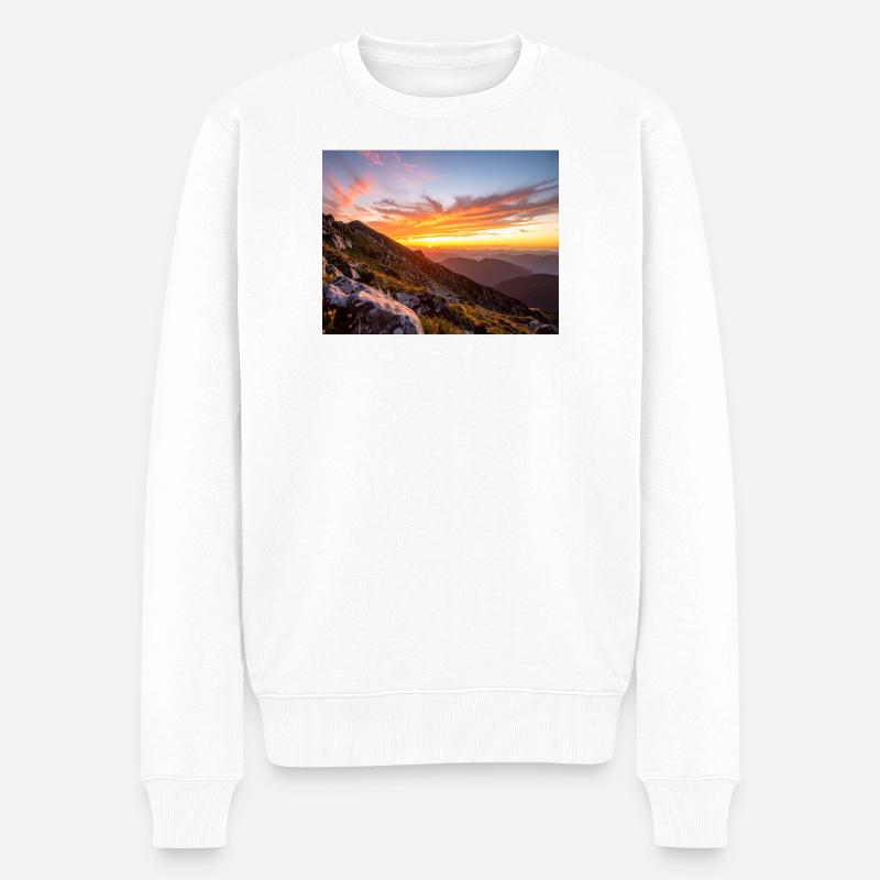 Coucher de soleil sur la montagne - Pull Premium bio Homme - blanc