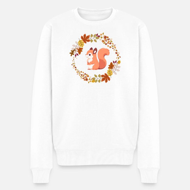 Écureuil dans une couronne de feuilles - Pull Premium bio Homme - blanc
