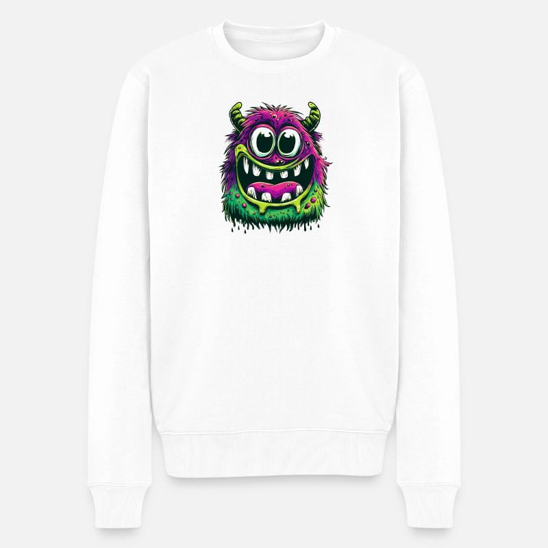 Niedliches und buntes Monster - Männer Premium Bio Pullover - Weiß