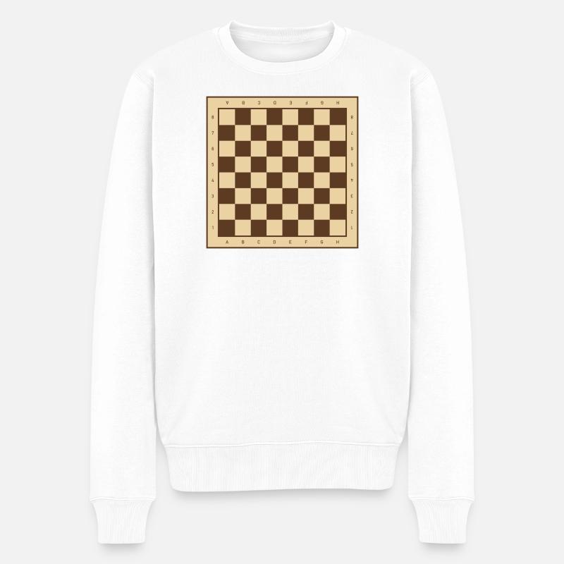 Klassisches Schachbrett Design - Männer Premium Bio Pullover - Weiß