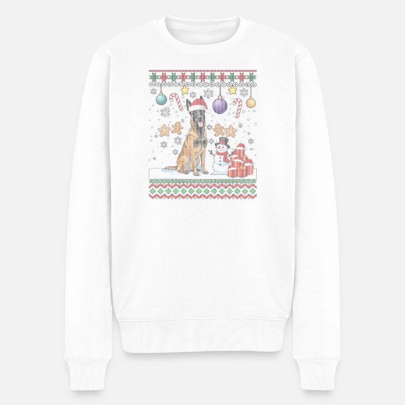 Père Noël laid Noël Chats mignons - Pull Premium bio Homme - blanc