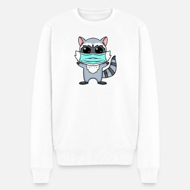 Lustiger Waschbär mit Maske - Männer Premium Bio Pullover - Weiß