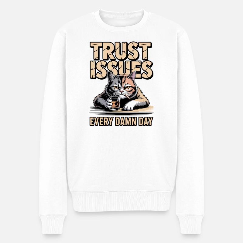 Trust Issues Katze - Männer Premium Bio Pullover - Weiß