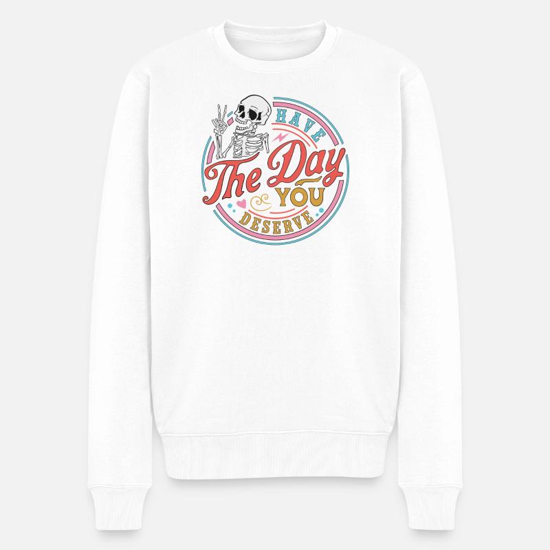 Crâne avec message de motivation - Pull Premium bio Homme - blanc