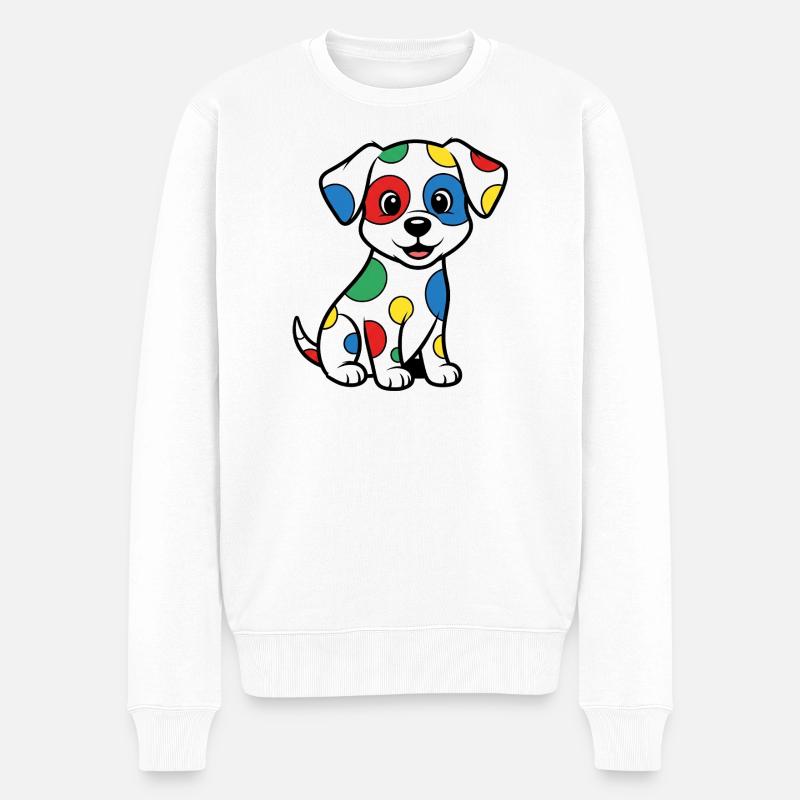 Bunter Dalmatiner Hund Illustration - Männer Premium Bio Pullover - Weiß