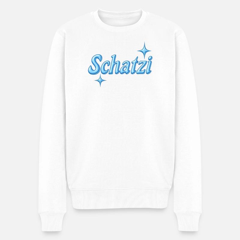 schatzi / Design Y2K / bleu - Pull Premium bio Homme - blanc