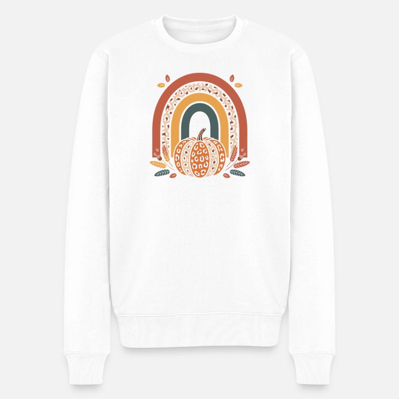 Kürbis Regenbogen herbst - Männer Premium Bio Pullover - Weiß