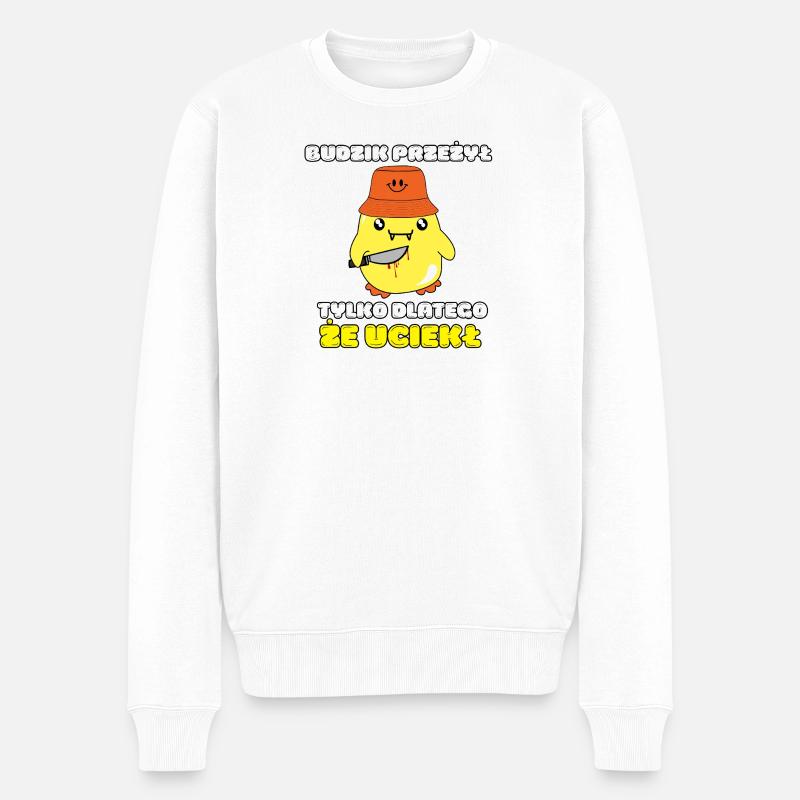 Morgendliches Killer-Huhn - Männer Premium Bio Pullover - Weiß
