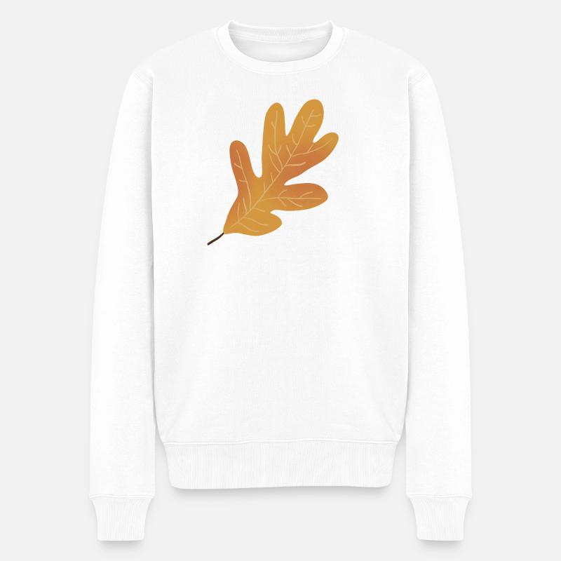 Illustration de feuille de chêne d’automne - Pull Premium bio Homme - blanc