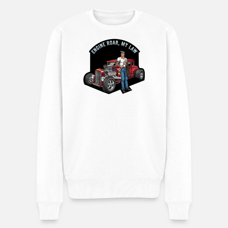 Moteur chaud et style rebelle - Pull Premium bio Homme - blanc
