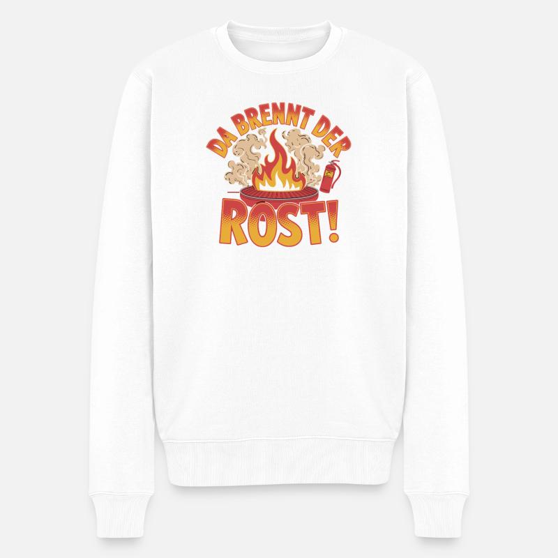 Da Brennt Der Rost Grillspaß Feuerdesign - Männer Premium Bio Pullover - Weiß