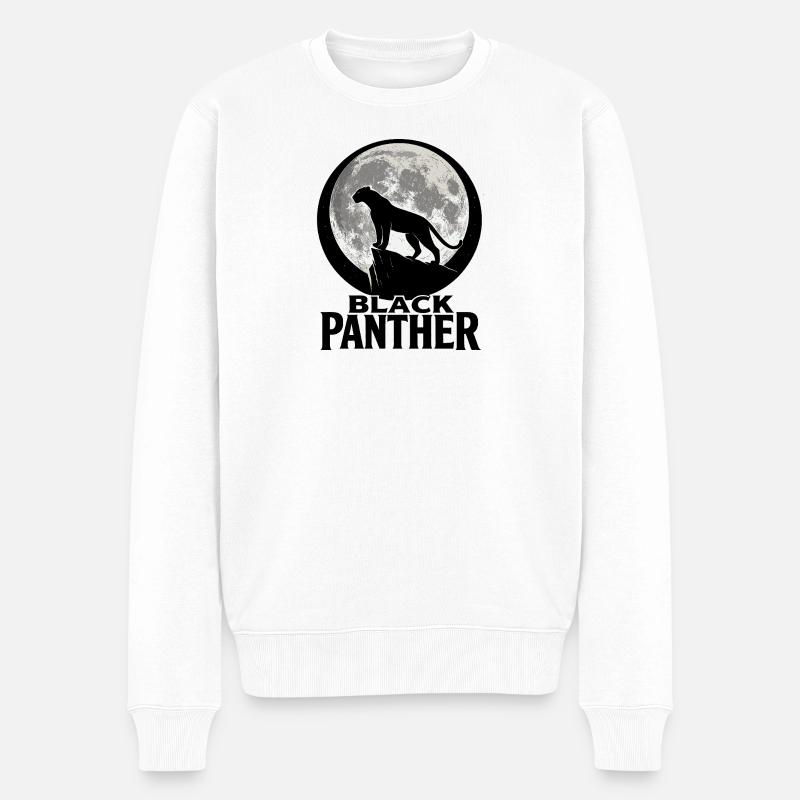 Panther-Silhouette bei Vollmond - Männer Premium Bio Pullover - Weiß