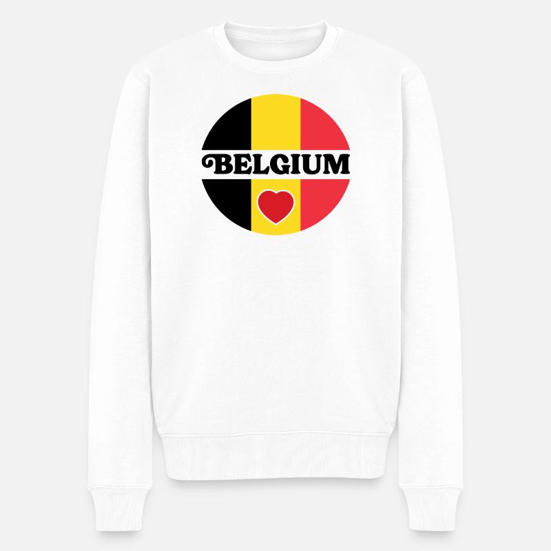 Design Belgium Balanced Hearts - Männer Premium Bio Pullover - Weiß