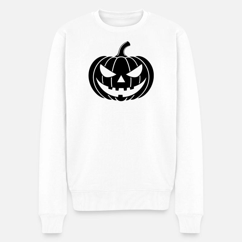Kürbis Grusel Illustration - Männer Premium Bio Pullover - Weiß