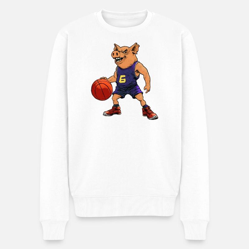 Basketballer Schwein - Männer Premium Bio Pullover - Weiß