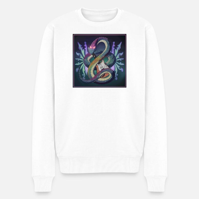 Mythische Schlange Gitarre Illustration - Männer Premium Bio Pullover - Weiß
