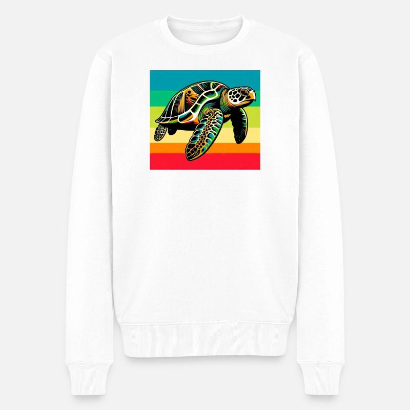 Schildkröte - Männer Premium Bio Pullover - Weiß