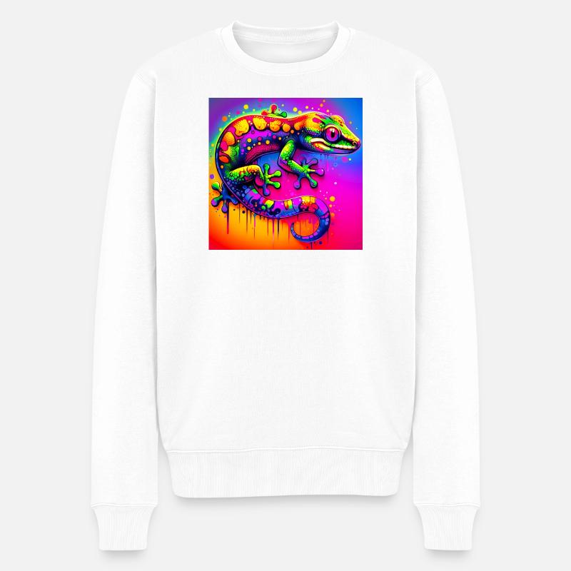 Gecko - Männer Premium Bio Pullover - Weiß