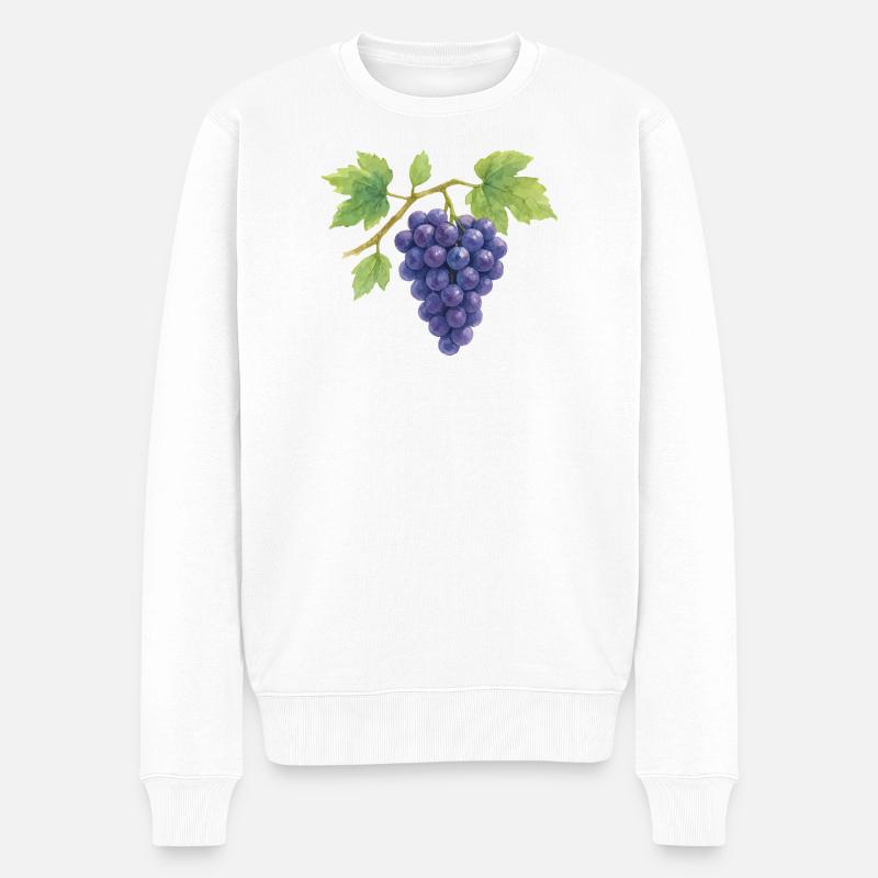 Weintrauben Wasserfarben Illustration - Männer Premium Bio Pullover - Weiß
