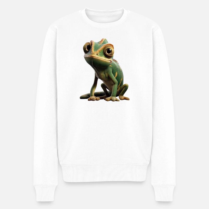 Chamäleon Echse Reptil Chameleon Leguan Eidechse - Männer Premium Bio Pullover - Weiß