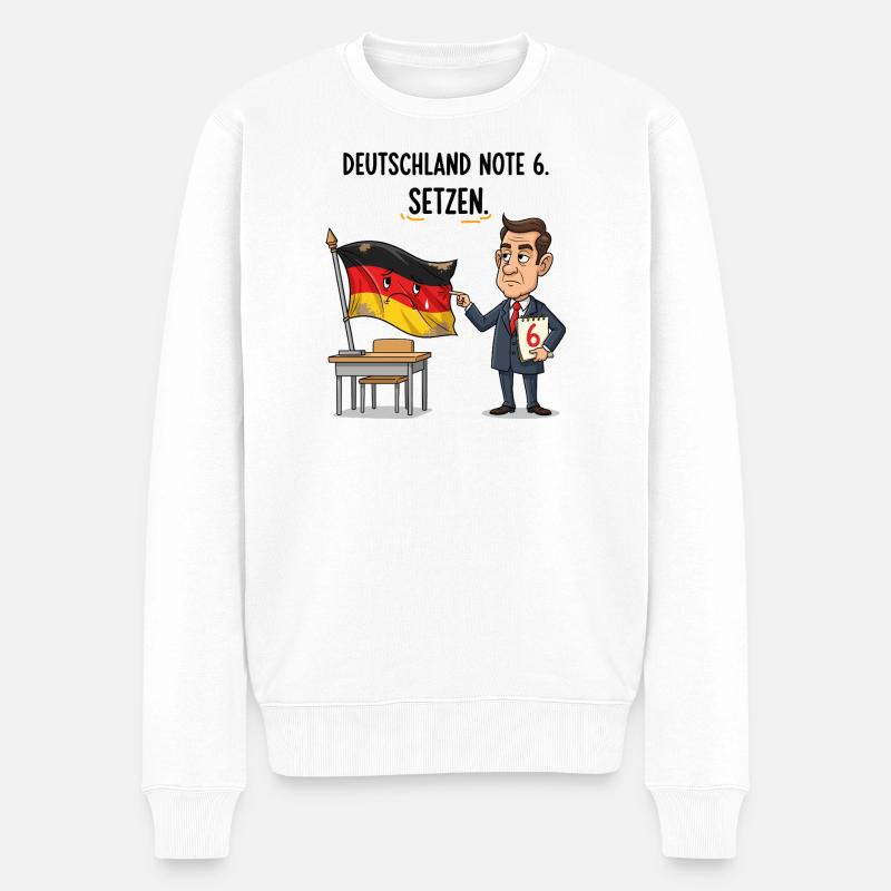 Deutschland Note 6 - Männer Premium Bio Pullover - Weiß
