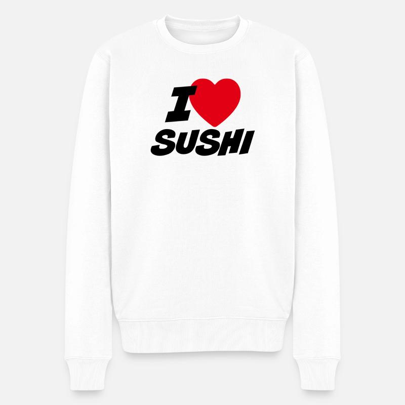 Ich liebe Sushi - Männer Premium Bio Pullover - Weiß