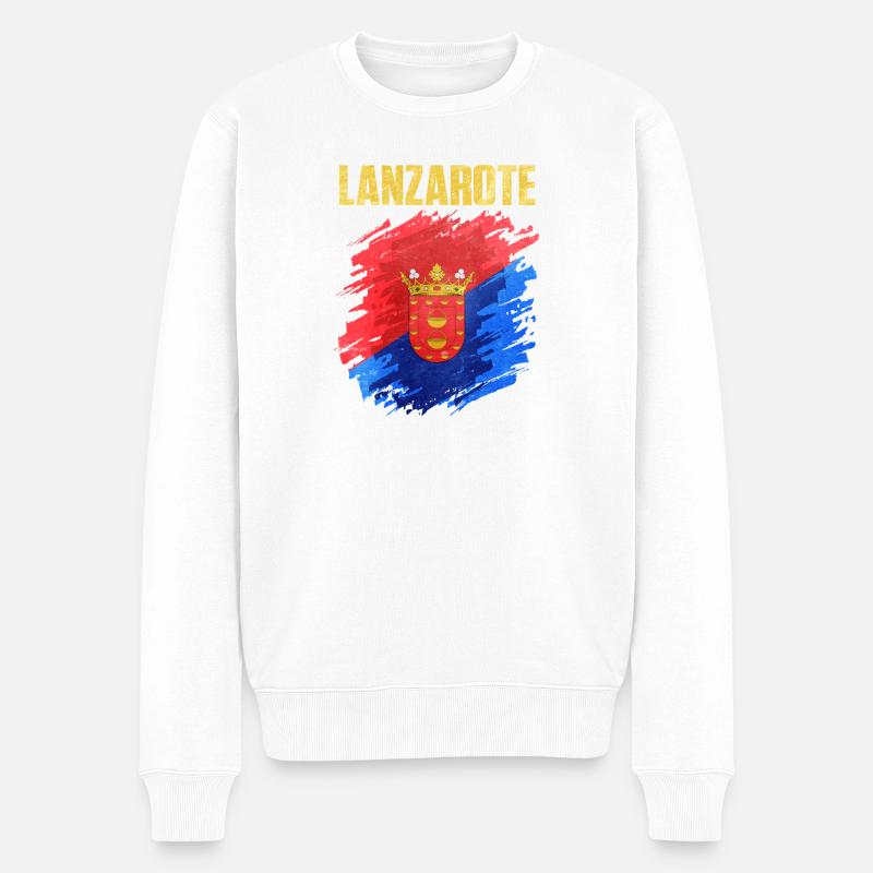 Lanzarote Inselwappen Design - Männer Premium Bio Pullover - Weiß