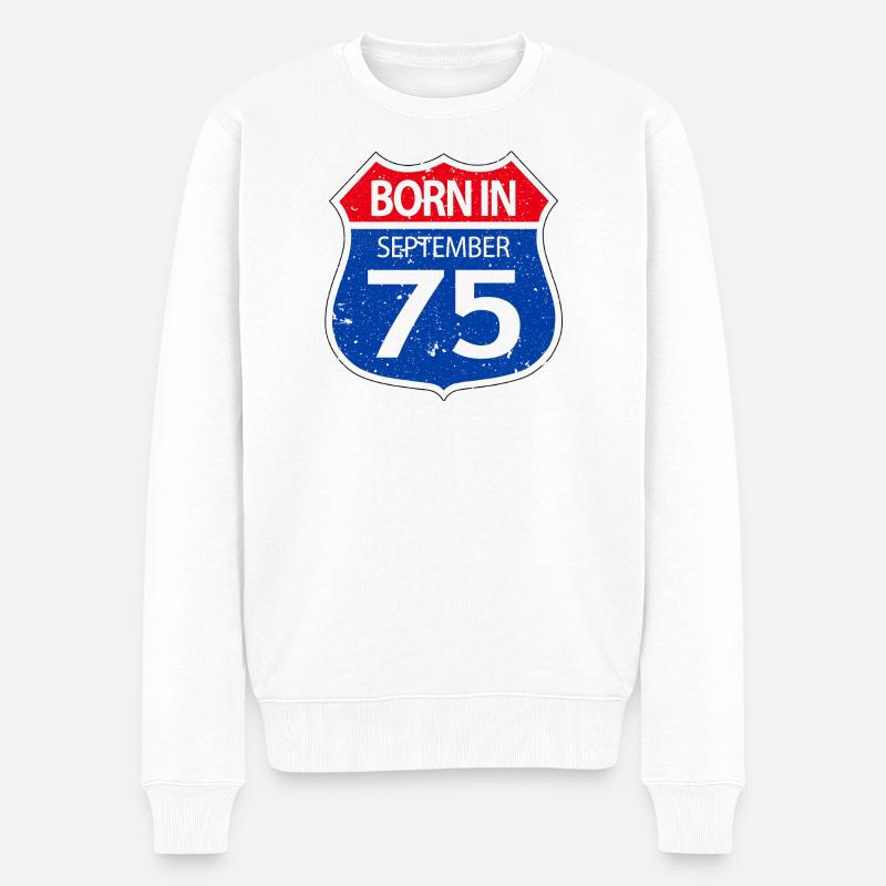 Geboren_im_September_75 - Männer Premium Bio Pullover - Weiß