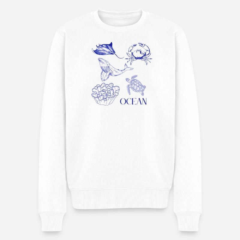 OCEAN WAVE - Männer Premium Bio Pullover - Weiß