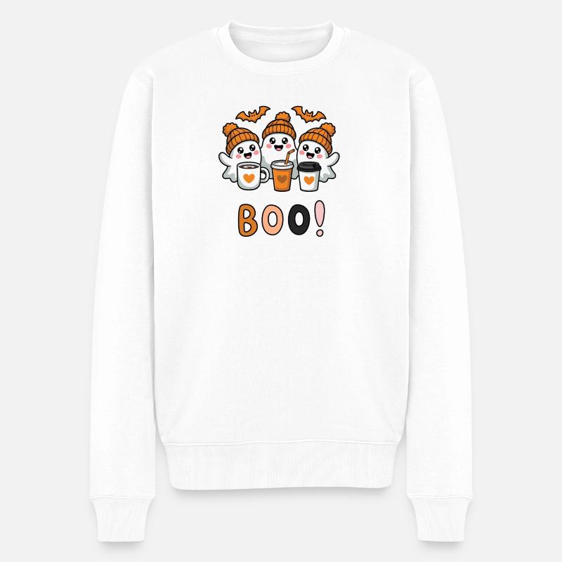 BOO - Männer Premium Bio Pullover - Weiß