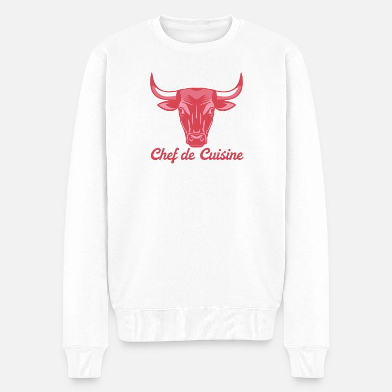 Illustration de taureau de cuisine - Pull Premium bio Homme - blanc