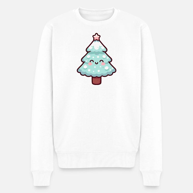 Conception d’arbre de Noël enneigé kawaii - Pull Premium bio Homme - blanc