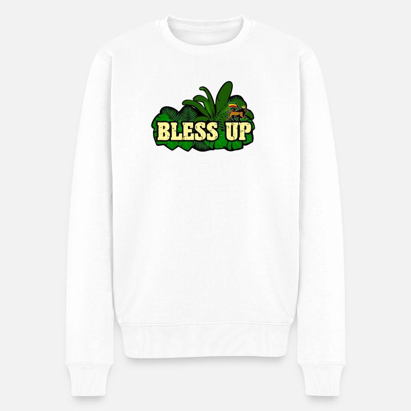Dub Reggae Bless Up Jungle - Männer Premium Bio Pullover - Weiß