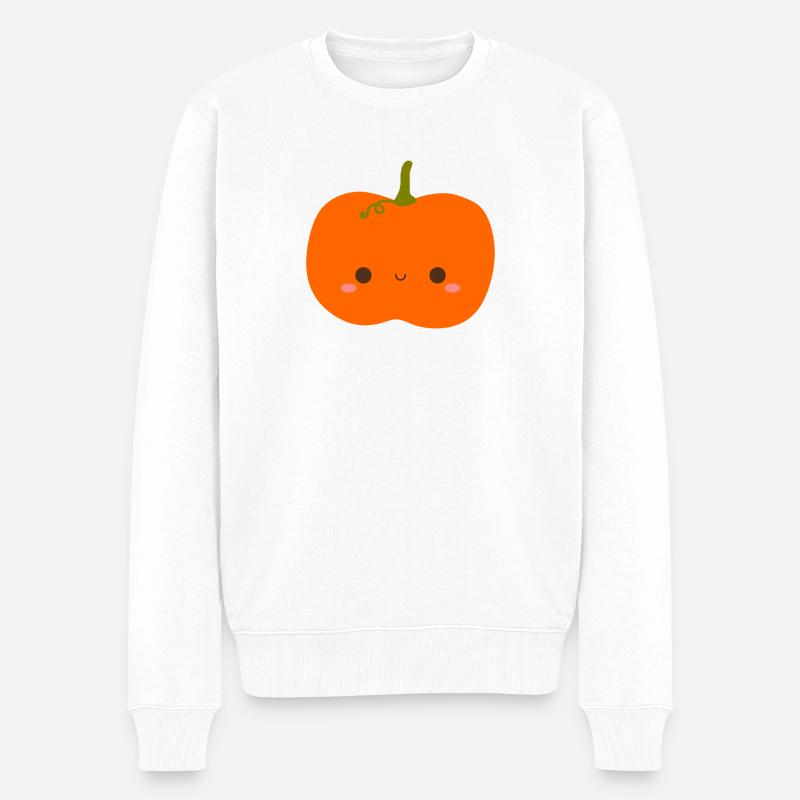 Illustration de citrouille souriante mignonne - Pull Premium bio Homme - blanc