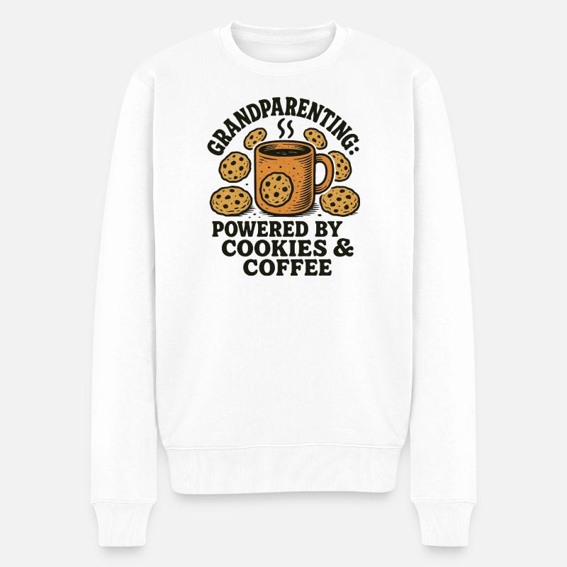 Großelternschaft Kaffee Cookie Illustration - Männer Premium Bio Pullover - Weiß