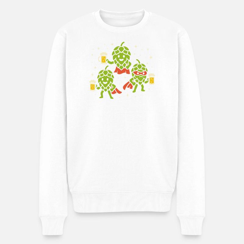 Hüpfen-Helden - Männer Premium Bio Pullover - Weiß