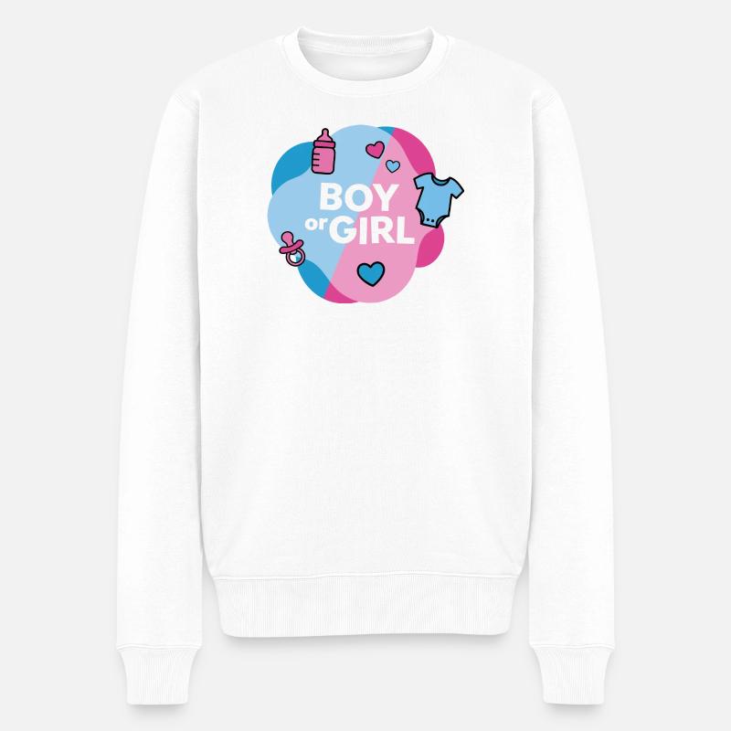 Geschlecht enthüllen Junge oder Mädchen - Männer Premium Bio Pullover - Weiß
